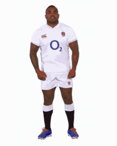 A Man With His Fist In The Air Is Wearing An England Jersey GIF
