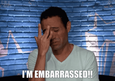 A Man With His Hand On His Forehead And The Words I 'M Embarrassed Written Below Him GIF