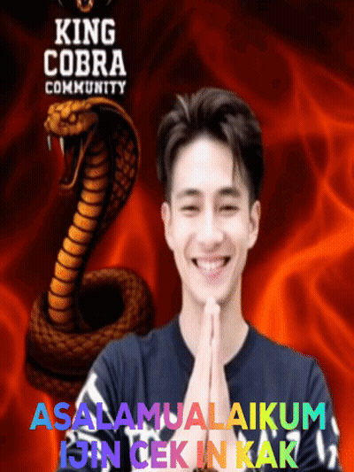 A Man With His Hands Folded In Front Of A King Cobra GIF