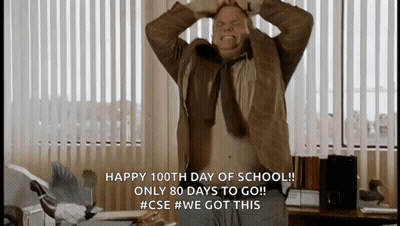 A Man With His Hands On His Head Says " Happy 100Th Day Of School Only 80 Days To Go " GIF