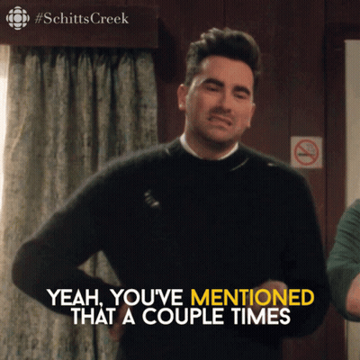A Man With His Hands On His Hips Says Yeah You 'Ve Mentioned That A Couple Times GIF