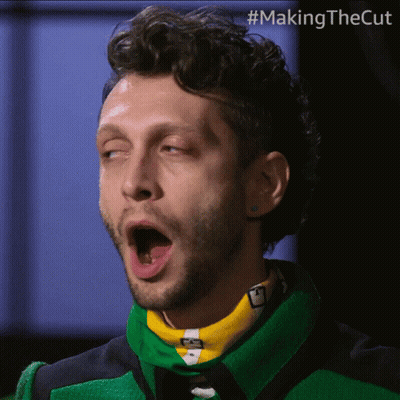 A Man With His Mouth Open And #Making The Cut Written On The Bottom GIF