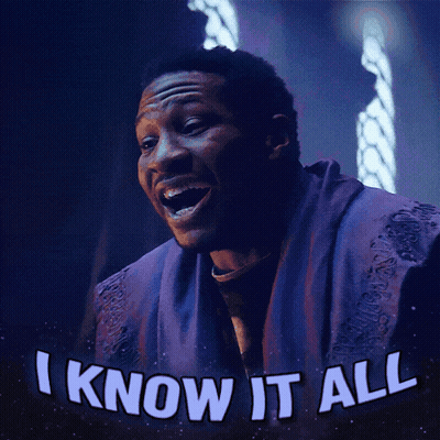 A Man With His Mouth Open And The Words " I Know It All " Below Him GIF