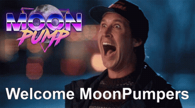 A Man With His Mouth Open Is Standing In Front Of A Poster For Moon Pump GIF