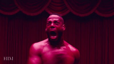 A Man With His Mouth Wide Open And The Word Him Behind Him GIF