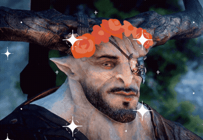 A Man With Horns Is Wearing A Flower Crown GIF