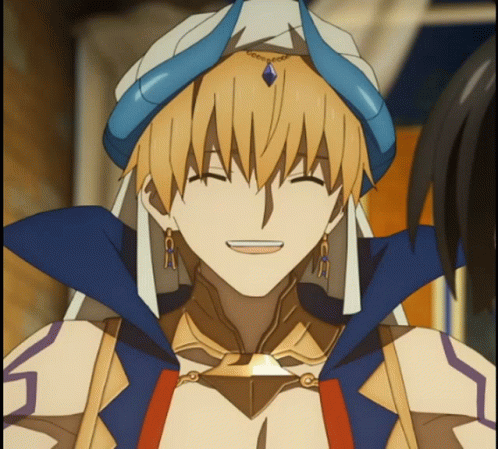 A Man With Horns On His Head Is Smiling GIF