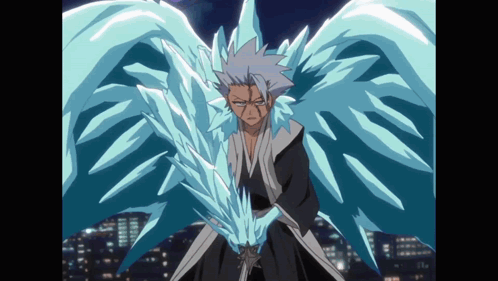 A Man With Ice Wings Holds A Sword GIF