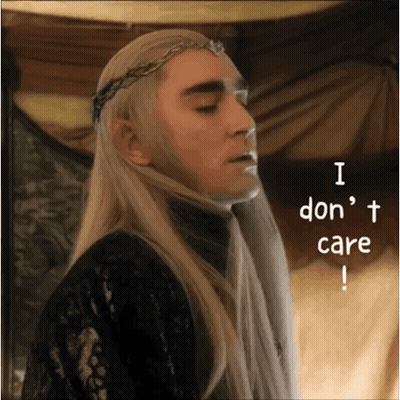 A Man With Long Blonde Hair And A Crown On His Head Says I Don 'T Care GIF