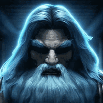 A Man With Long Blue Hair And A Beard Looks Very Angry GIF