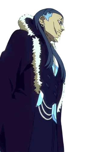 A Man With Long Blue Hair And A Fur Collar Sticker