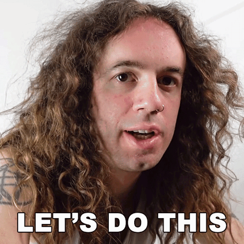 A Man With Long Curly Hair Has The Words Let 'S Do This Above His Head GIF