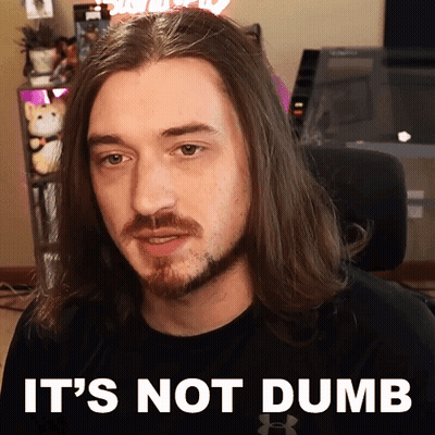 A Man With Long Hair And A Beard Has The Words It 'S Not Dumb Below Him GIF