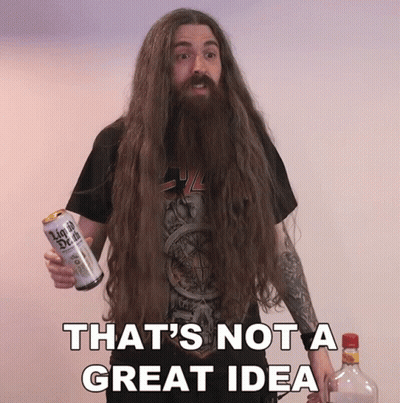 A Man With Long Hair And A Beard Holds A Can Of Liquid Death GIF