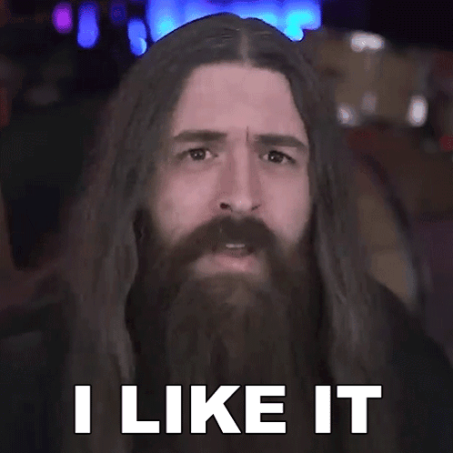 Man With Long Hair And Beard Saying I Like It GIF