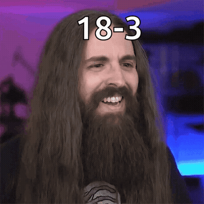 A Man With Long Hair And A Beard Is Making A Funny Face And Says 18-3 Damn GIF