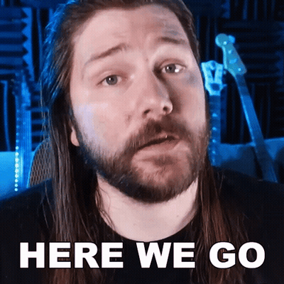 A Man With Long Hair And A Beard Is Saying " Here We Go " GIF