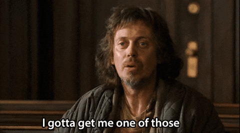 A Man With Long Hair And A Beard Is Saying I Gotta Get Me One Of Those GIF