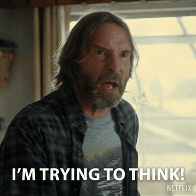 A Man With Long Hair And A Beard Is Saying I 'M Trying To Think GIF
