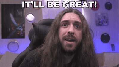 A Man With Long Hair And A Beard Is Sitting In A Chair And Says It 'Ll Be Great GIF