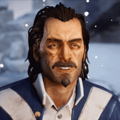A Man With Long Hair And A Beard Is Smiling In A Video Game GIF