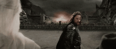 A Man With Long Hair And A Beard Is Standing In A Field In Front Of A Castle . GIF