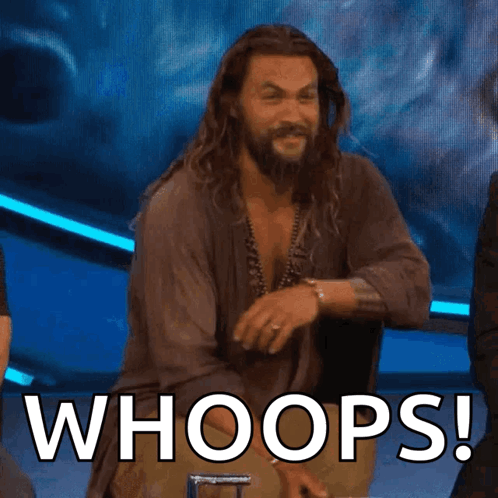 A Man With Long Hair And A Beard Is Standing In Front Of A Screen That Says Whoops GIF