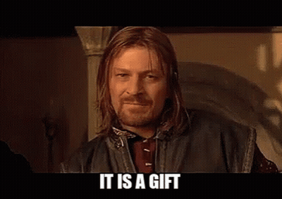 A Man With Long Hair And A Beard Says It Is A Gift . GIF