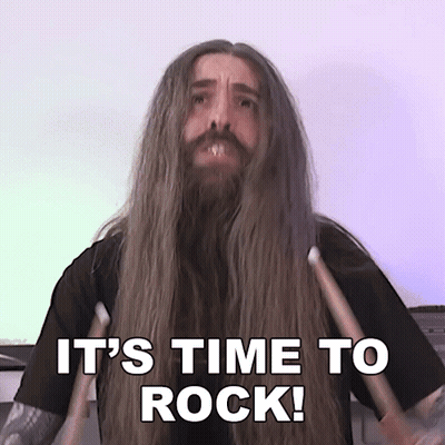 A Man With Long Hair And A Beard Says It 'S Time To Rock . GIF