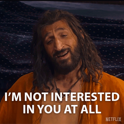 A Man With Long Hair And A Beard Says That He Is Not Interested In You At All GIF