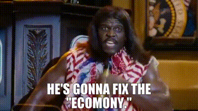 A Man With Long Hair Is Giving A Thumbs Up And Saying He 'S Gonna Fix The Economy . GIF