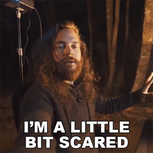 A Man With Long Hair Is Saying I 'M A Little Bit Scared GIF