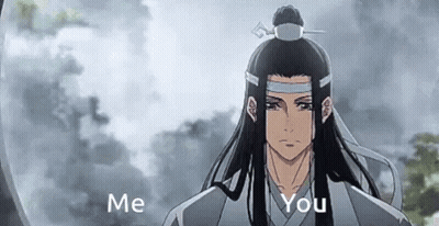 A Man With Long Hair Is Standing In Front Of A Cloudy Sky With The Words `` Me You '' . GIF