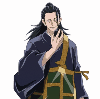 A Man With Long Hair Is Wearing A Kimono And Holding A Cell Phone GIF