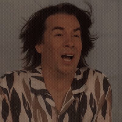 A Man With Long Hair Is Wearing A Shirt That Says ' Zebra ' On It GIF