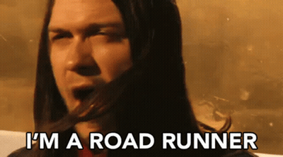 A Man With Long Hair Saying I 'M A Road Runner GIF