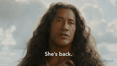 A Man With Long Hair Says She 'S Back In Front Of A Disney Logo GIF