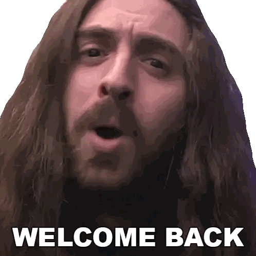 A Man With Long Hair Says Welcome Back Sticker