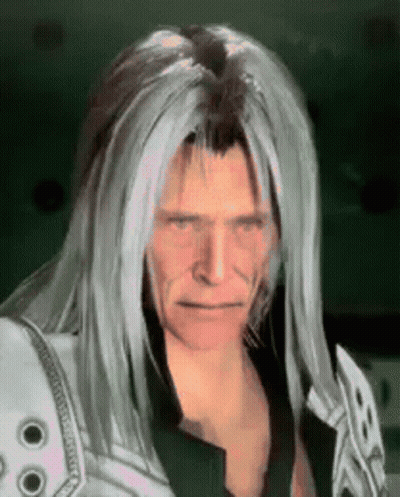 A Man With Long White Hair And A Beard Is Wearing A White Armor . GIF