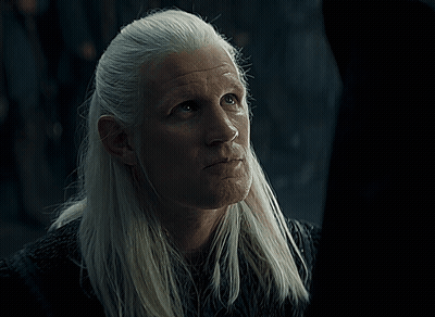 A Man With Long White Hair Says " You Are The True Queen " GIF