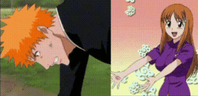 A Man With Orange Hair And A Woman In A Purple Dress GIF