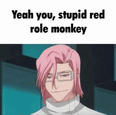 A Man With Pink Hair And Glasses Is Wearing A White Shirt And A White Turtleneck . GIF