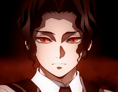 A Man With Red Eyes And A White Shirt And Tie GIF