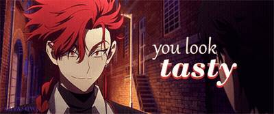 A Man With Red Hair And The Words " You Look Tasty " On The Bottom GIF