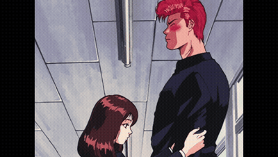 A Man With Red Hair Is Standing Next To A Girl GIF