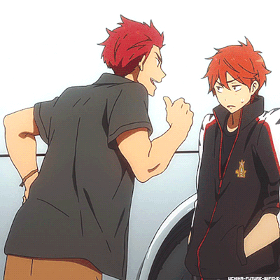 A Man With Red Hair Is Standing Next To Another Man With Red Hair GIF