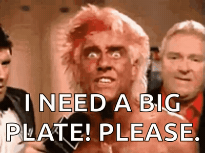 A Man With Red Hair Says " I Need A Big Plate " GIF