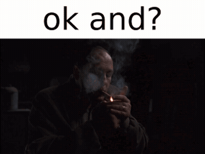 A Man With Smoke Coming Out Of His Mouth And The Words Ok And Below Him GIF