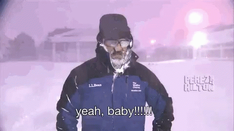 A Man With Snow On His Face Says Yeah Baby !!! GIF