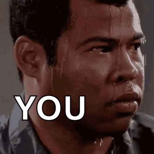A Man With Sweat Coming Out Of His Face And The Word You Written On His Face . GIF